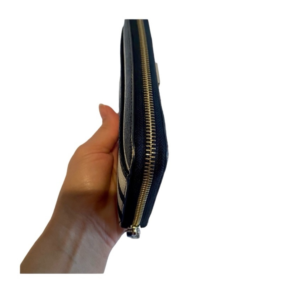 Kate Spade Shore Street Leather Black And Off White Striped Clutch Wallet - Picture 15 of 16